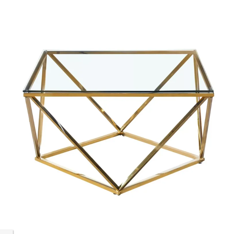 TABLE BASSE LISA TRANSPARENT DORE | MULTI-AFFAIRES