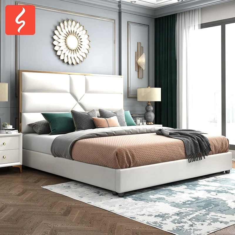 LIT GOLD MARK EN SIMILICUIR BLANC 140x190 cm | Eurostore