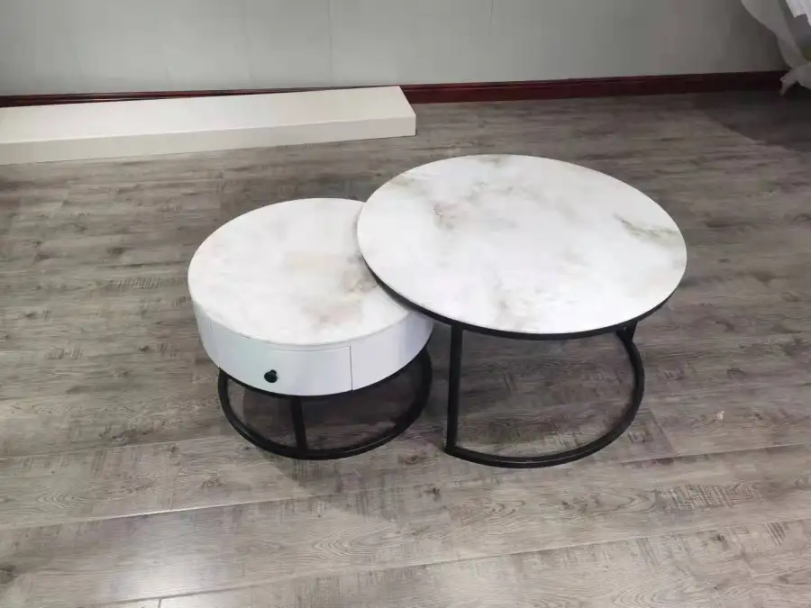 TABLE BASSE GIGOGNE TIROIR MARBRE BLANC/ref:2 | MULTI-AFFAIRES